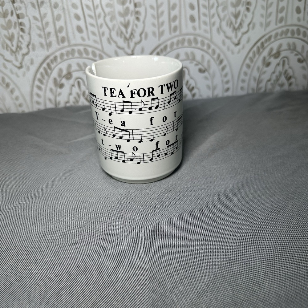 Tea For Two Music Notes Tea Cup With Tea Bag Rest‎ *has Flaws*